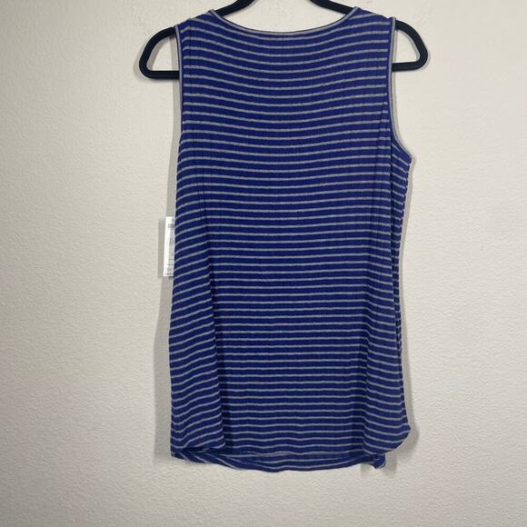 Chico's 0/Small Zynergy Plush Chevron Striped Tank Ink Purple Crew Sleeveless - Picture 3 of 8